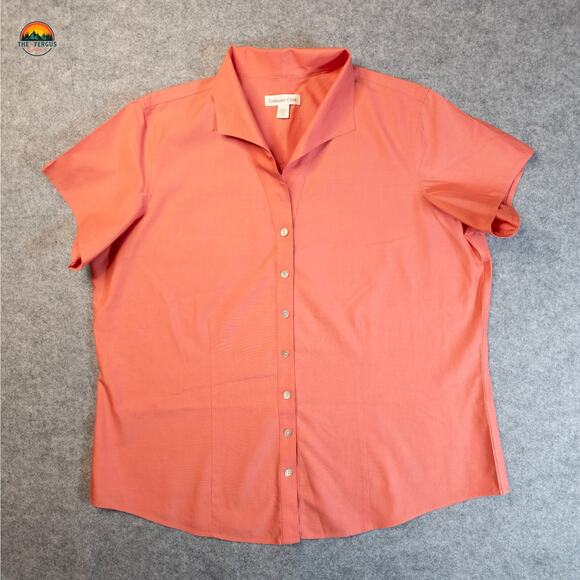 Coldwater Creek Tops - Coldwater Creek Button-Up Shirt Pink Short Sleeve Collared Women's Plus Size 1X